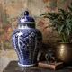 Large covered vase Boch Holland Royal Sphinx in Delft blue earthenware.