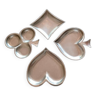 Set of 4 stainless steel empty pockets clover, heart, peak, diamonds