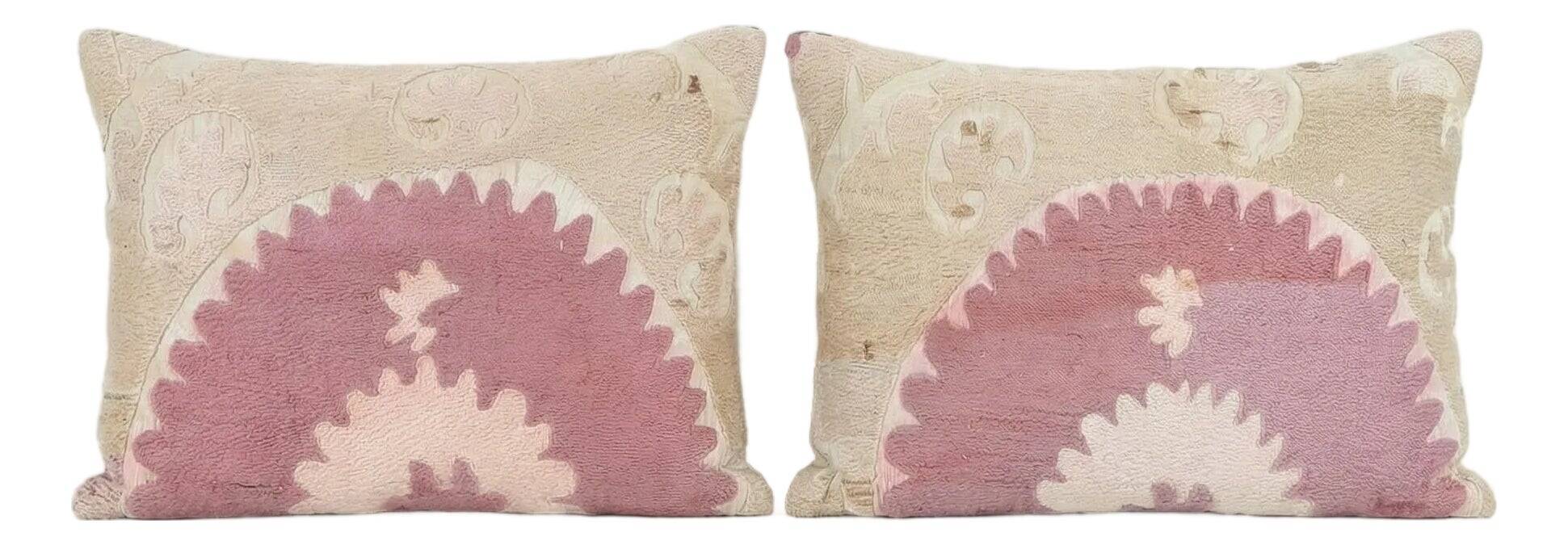 Set of 2 vintage embroidered cushion covers 36x56 cm