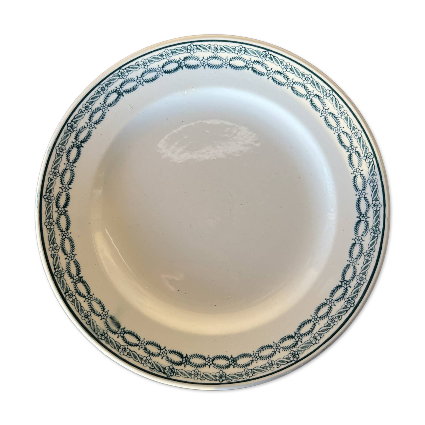 Assiette plate St Amand 4014 décor bleu vert