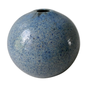 Vase boule en céramique bleue
