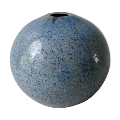 Vase boule en céramique bleue Accolay
