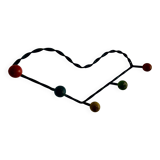 Vintage 1960 coat rack heart 5 ball hooks wood - 60 cm