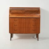 Secrétaire en teck scandinave avec tambour coulissant