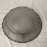 Fruit cup centerpiece in frosted glass and art nouveau art deco bronze signed Muller frères