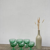 6 ice cups or stemware in vintage green glass
