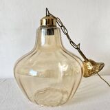 Vintage amber glass pendant light