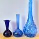 Blue glass bud vases