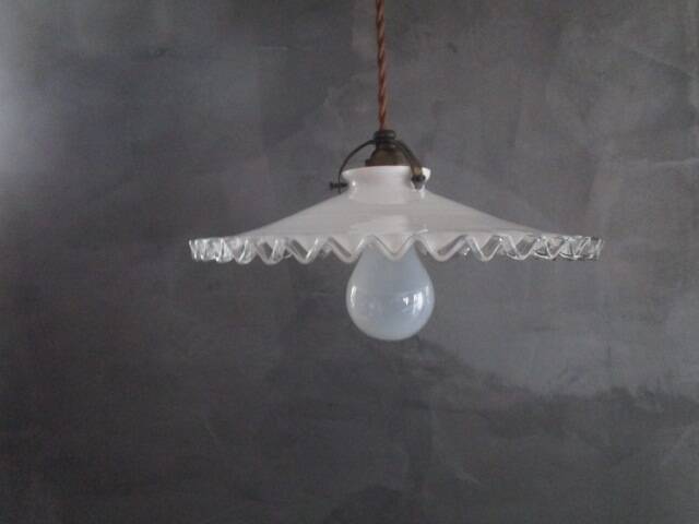 Old white opaline pendant light