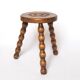Beaded wooden tripod stool
