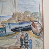 Henri Epstein (1891-1944) - Watercolor on paper - Beach scene - Signed