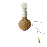 Pied de lampe boule en osier vintage