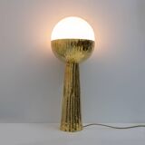 Pair of Modern Italian Brass and Opaline Glass Table Lamps
