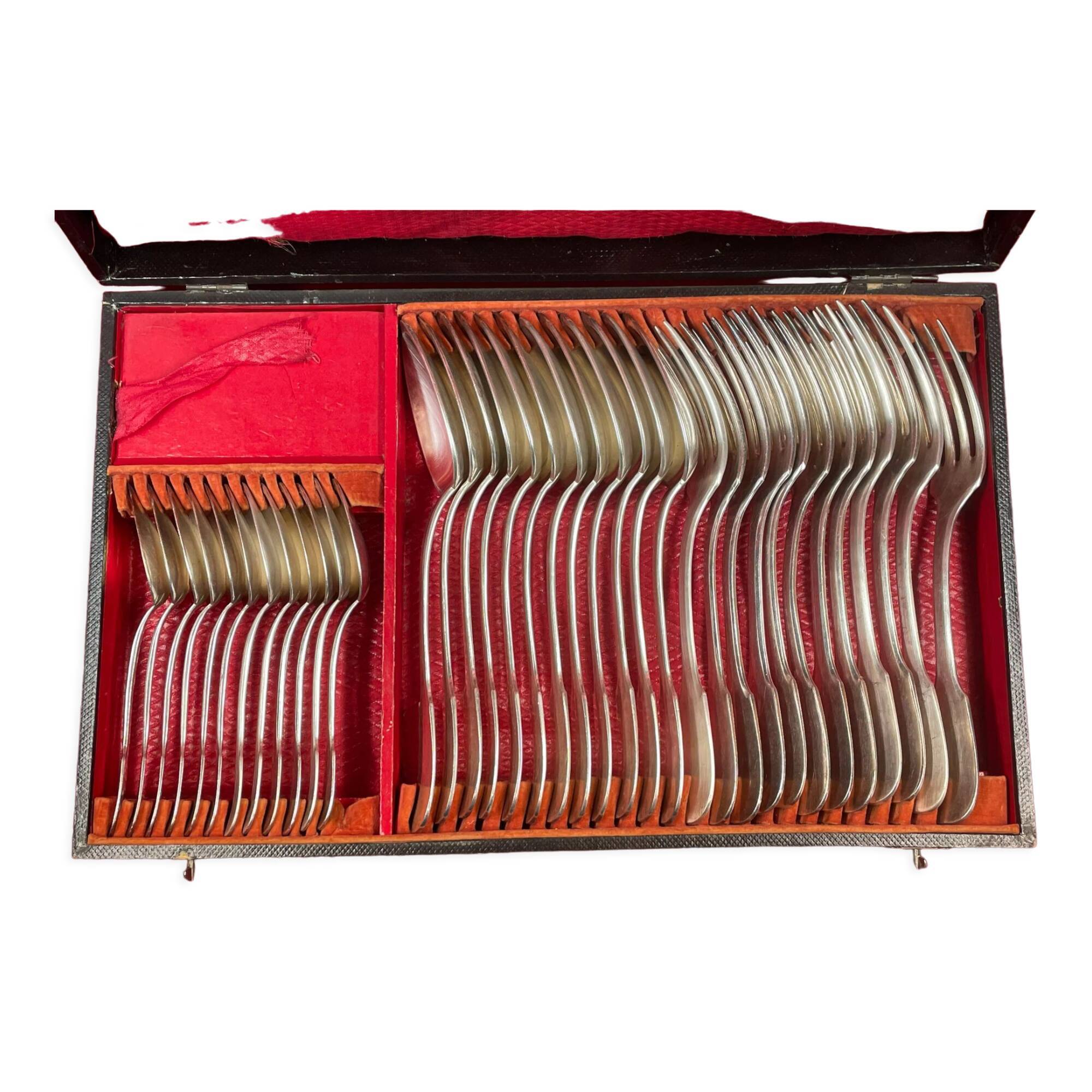 Cutlery set 36 Pieces in Silver Plated 100 g Armand Frenais Stylized monogram EL