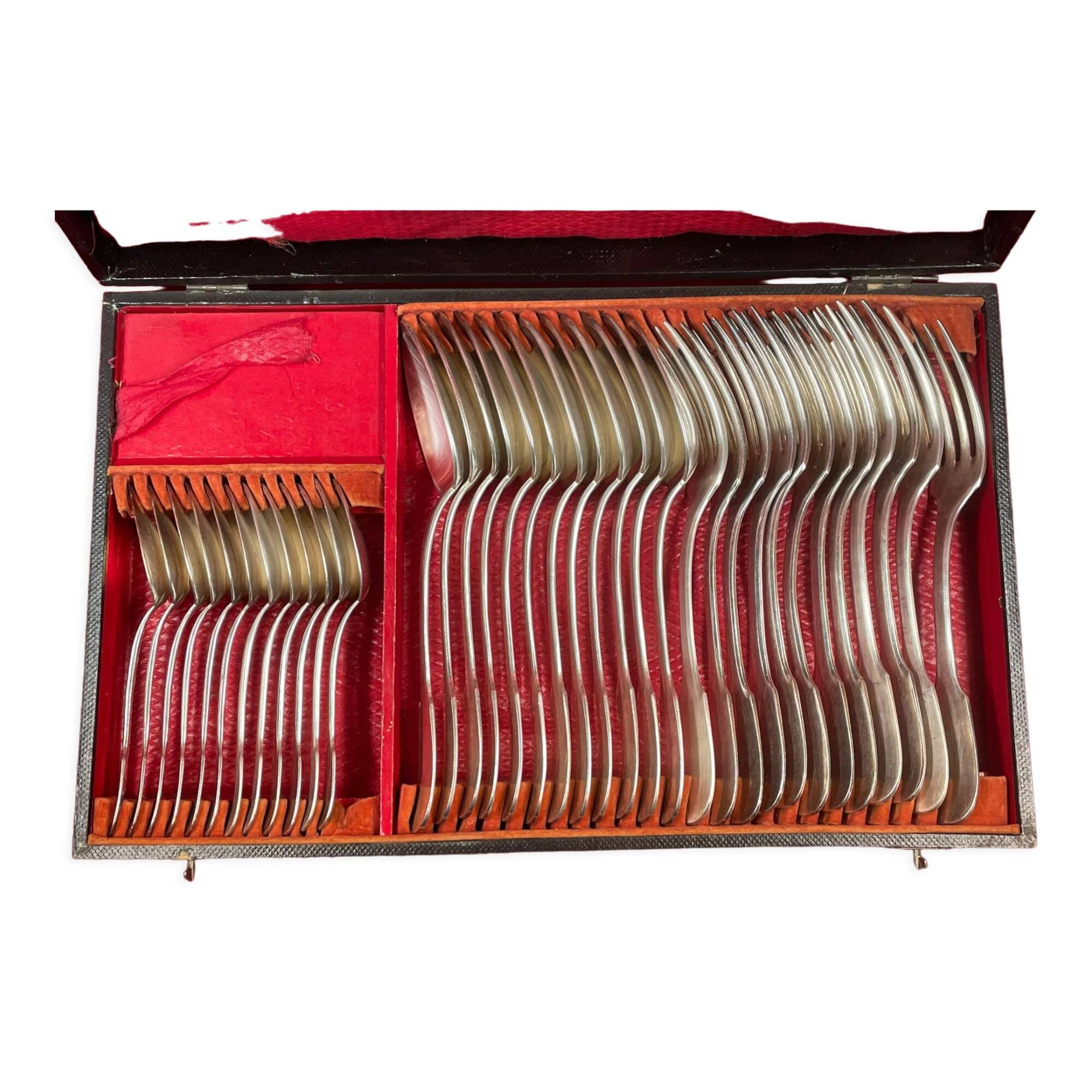 Cutlery set 36 Pieces in Silver Plated 100 g Armand Frenais Stylized monogram EL