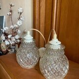 2 baladeuses suspensions en verre moulé vintage