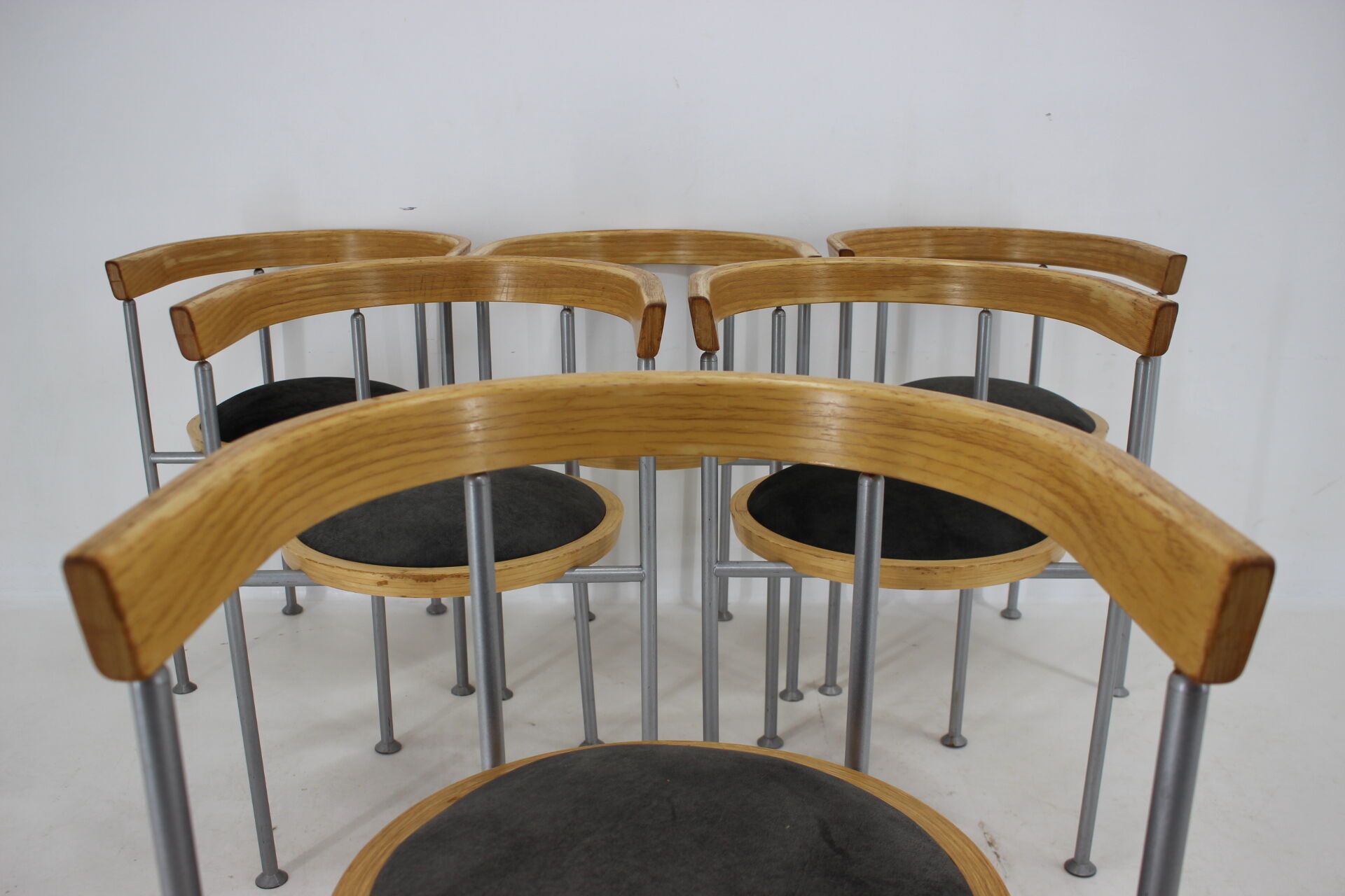 Set of 6 dining chairs by Börge Lindau for Bla Station Sweden 1990s