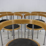 Set of 6 dining chairs by Börge Lindau for Bla Station Sweden 1990s