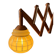 Vintage wall lamp with teak wood scissors and glass shade.