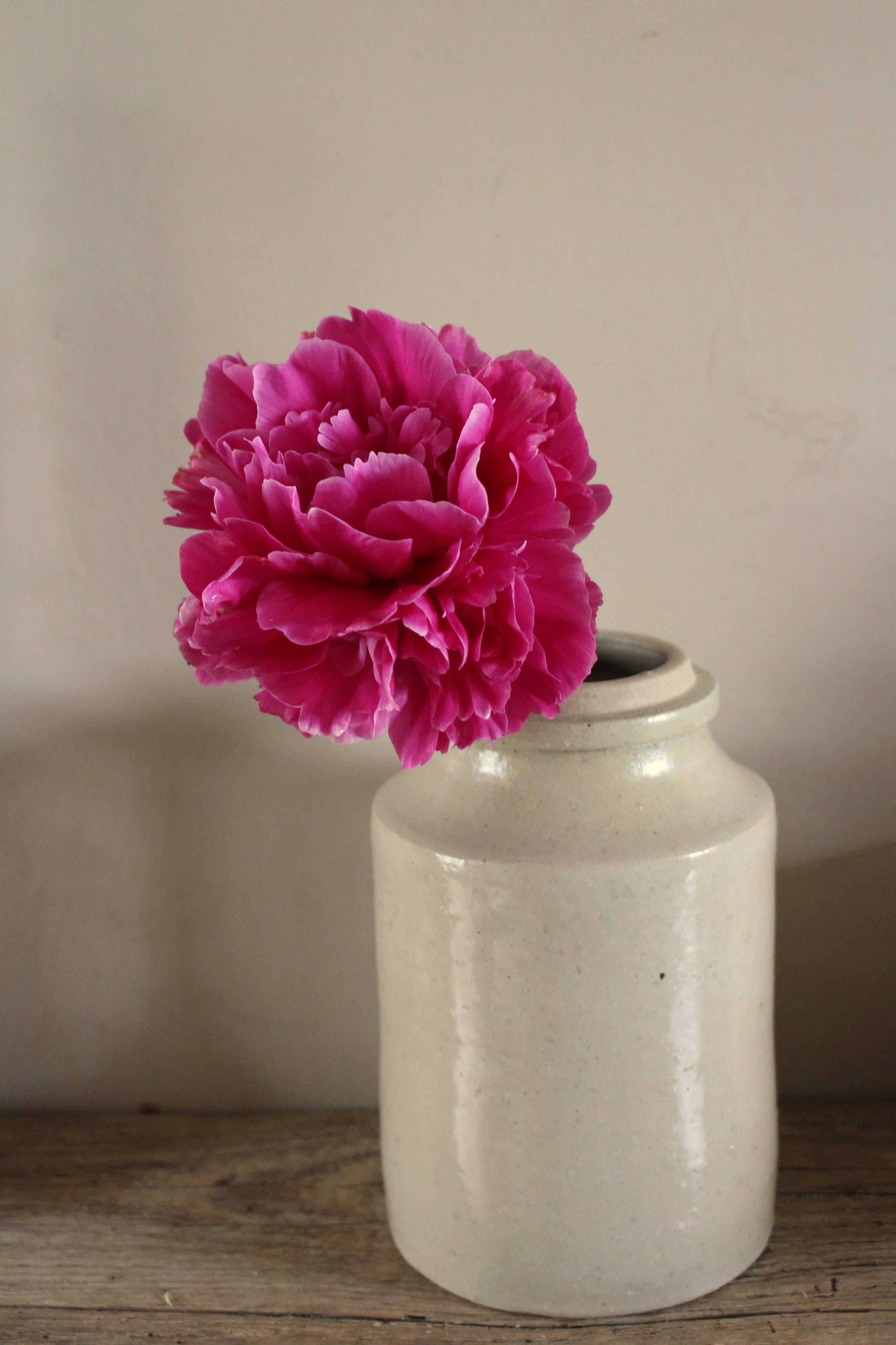 Vase, pot en grès vernissé grège vintage