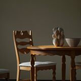 Set of 4 "Razorblade" high back chairs in oak & boucle, Henning Kjærnulf, 1960s