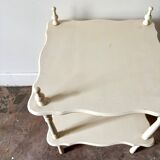 White turned wood side table, end table