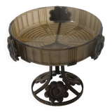 Art Deco coupe in smoked glass and metal by Pierre d'Avesn.