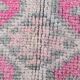 Pink Green Modern Oushak Runner Rug, 89x354Cm