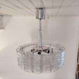 Large frosted glass chandelier Doria Leuchten 70's