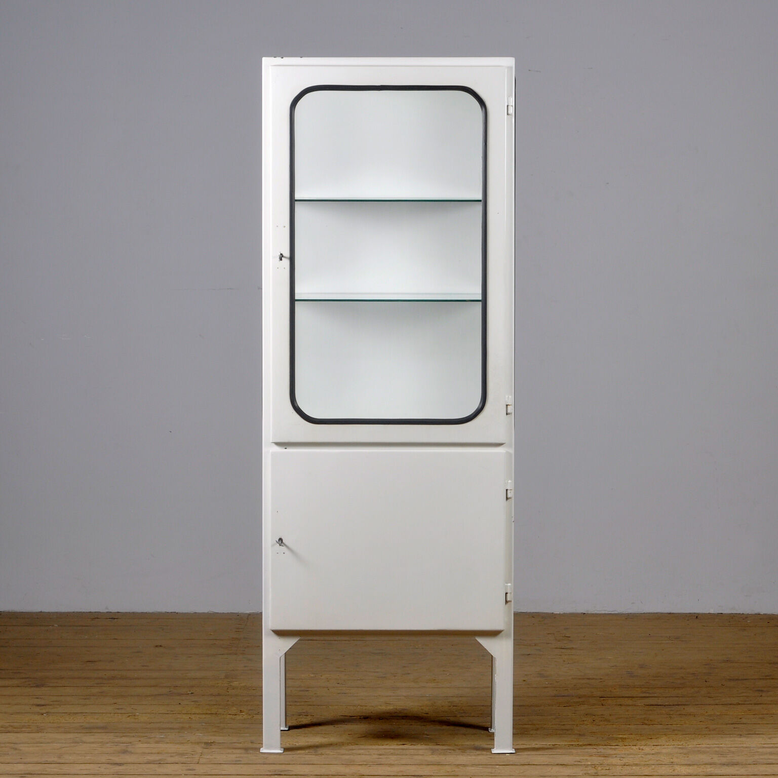 Vintage Iron And Glass Medical Cabinet, 1970s