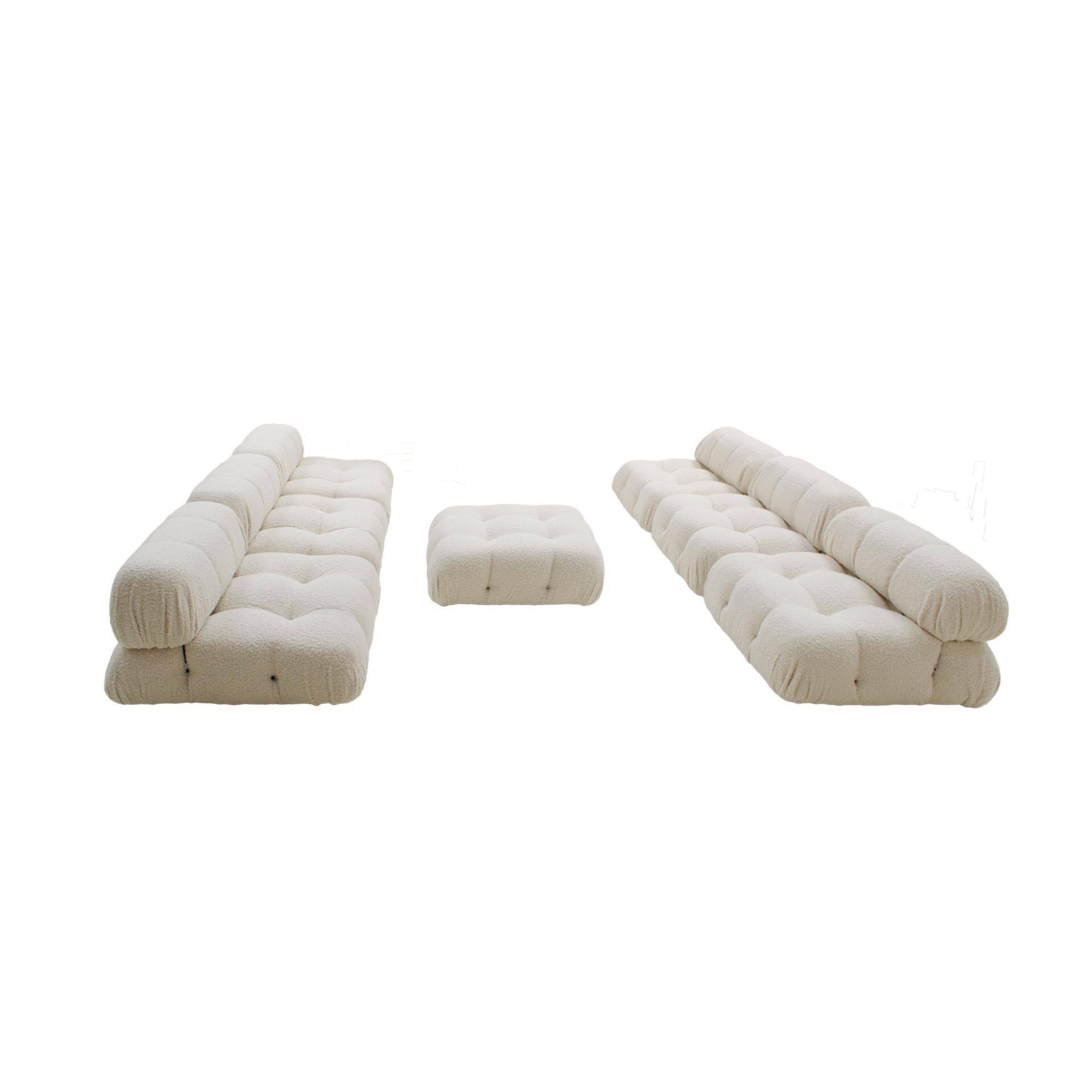 Mid Century by Mario Bellini Italian Camaleonda White Bouclé Fabric Modular Sofa