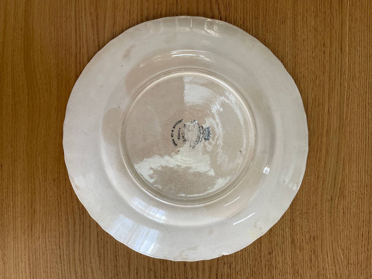 Large flat plate Longwy old Rouen