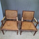 Pair of cane armchairs from the Louis XVI style