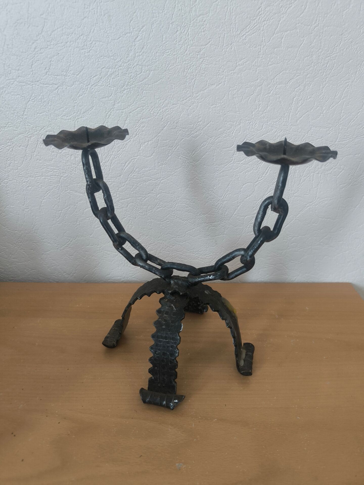Brutalist wrought iron chandelier