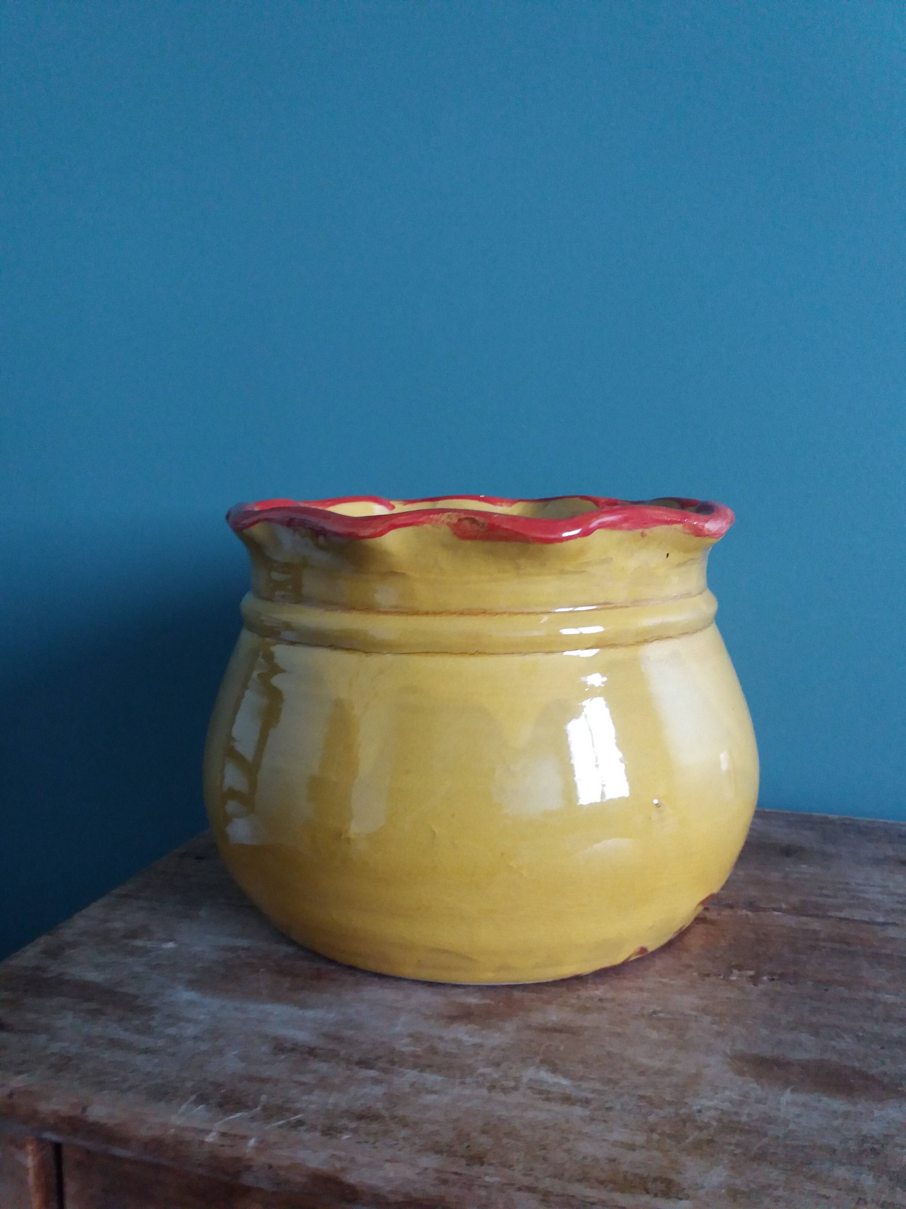 Planter, glazed terracotta flower pot, Provençal pottery