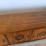1960s sideboard with decorated doors in wood and brass