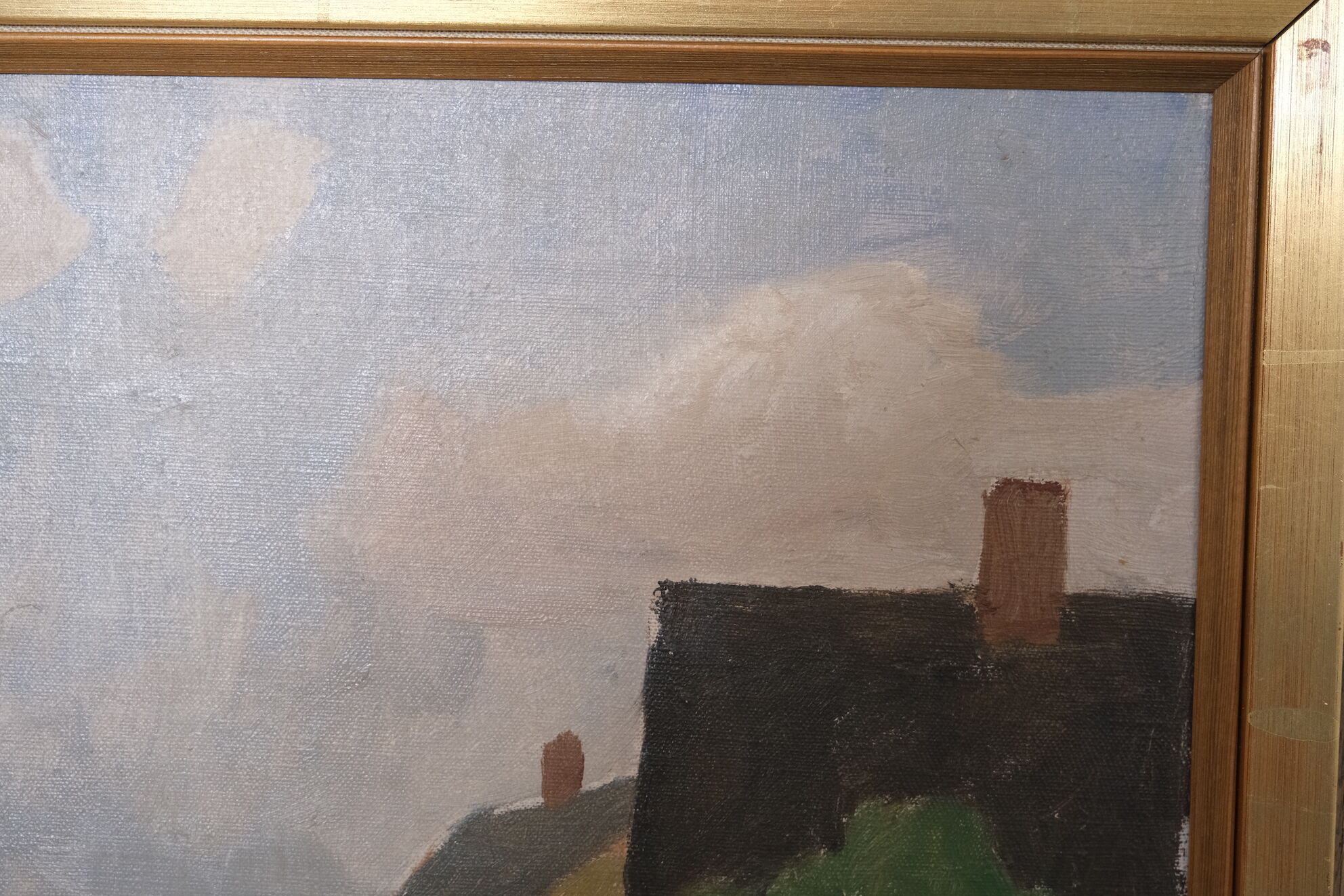 Modernist landscape painting by Hjalmar Lundström 1950's