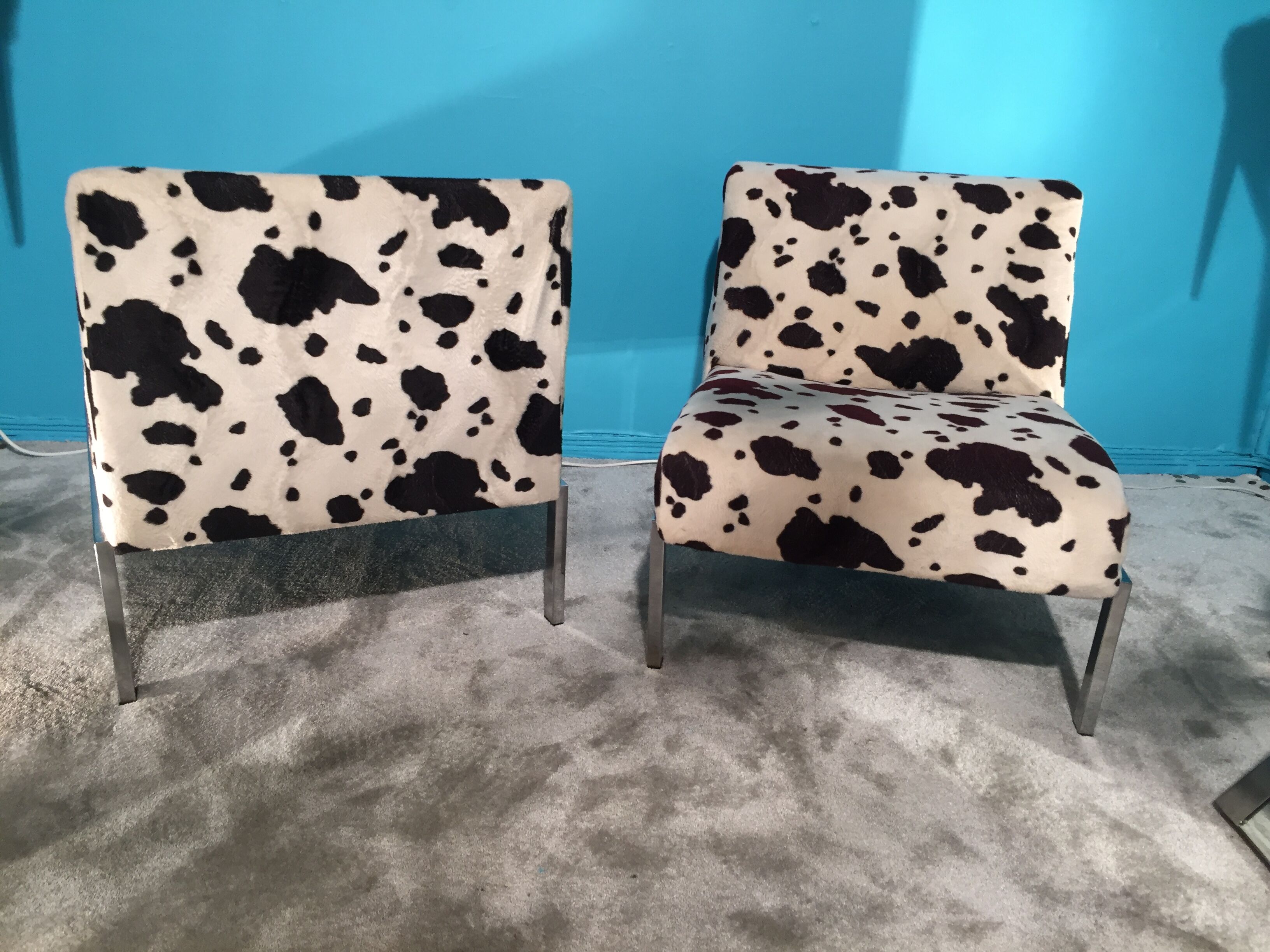 Pair french design drivers 1970 feet chrome tissue cowhide