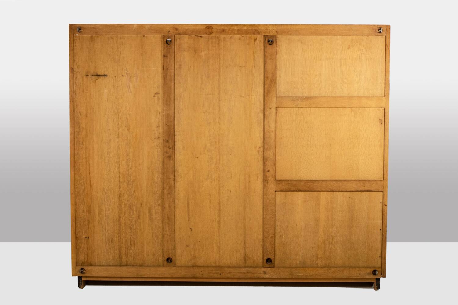 Guillerme and Chambron. Oak wardrobe with integrated secretary. 1970-80.