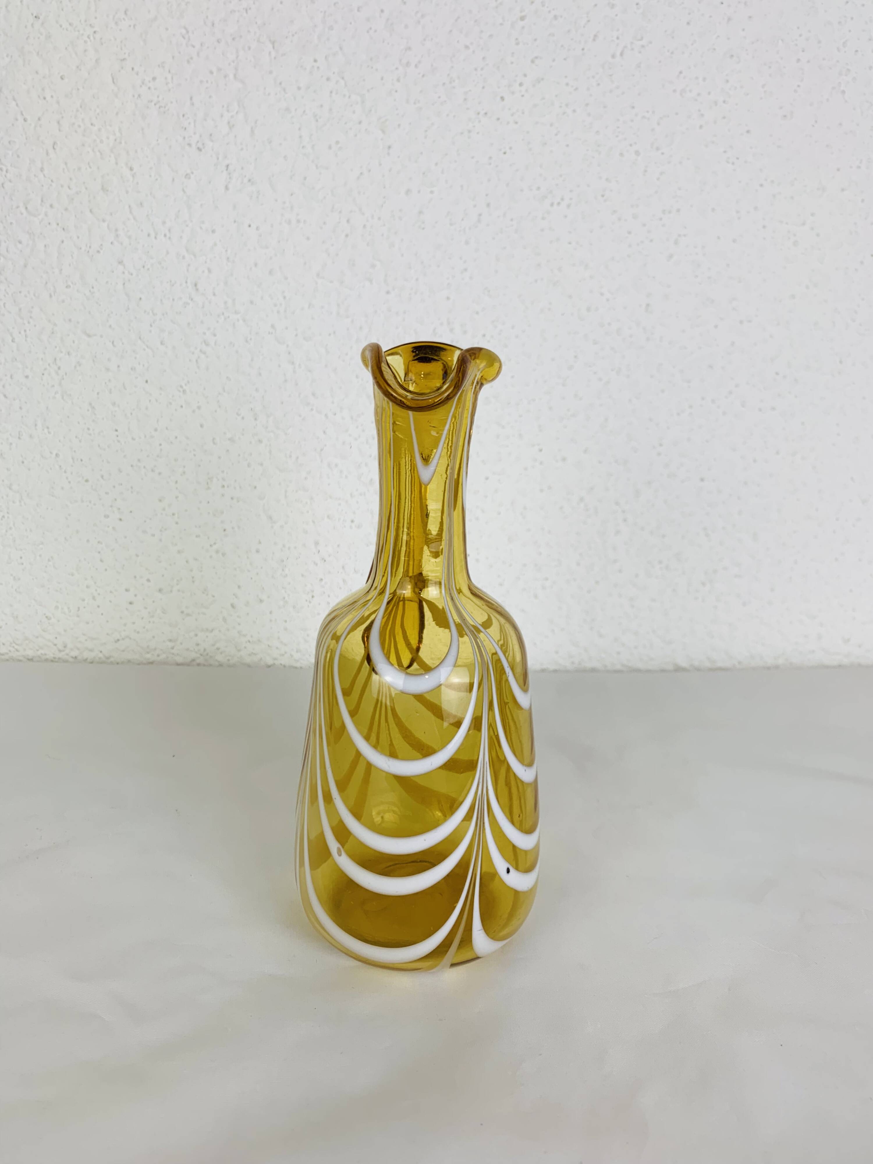 Vintage Italian style amber glass carafe