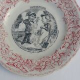 3 talking dessert plates earthenware from Gien the language of flowers n°', 5 and 6 diam 20 cm