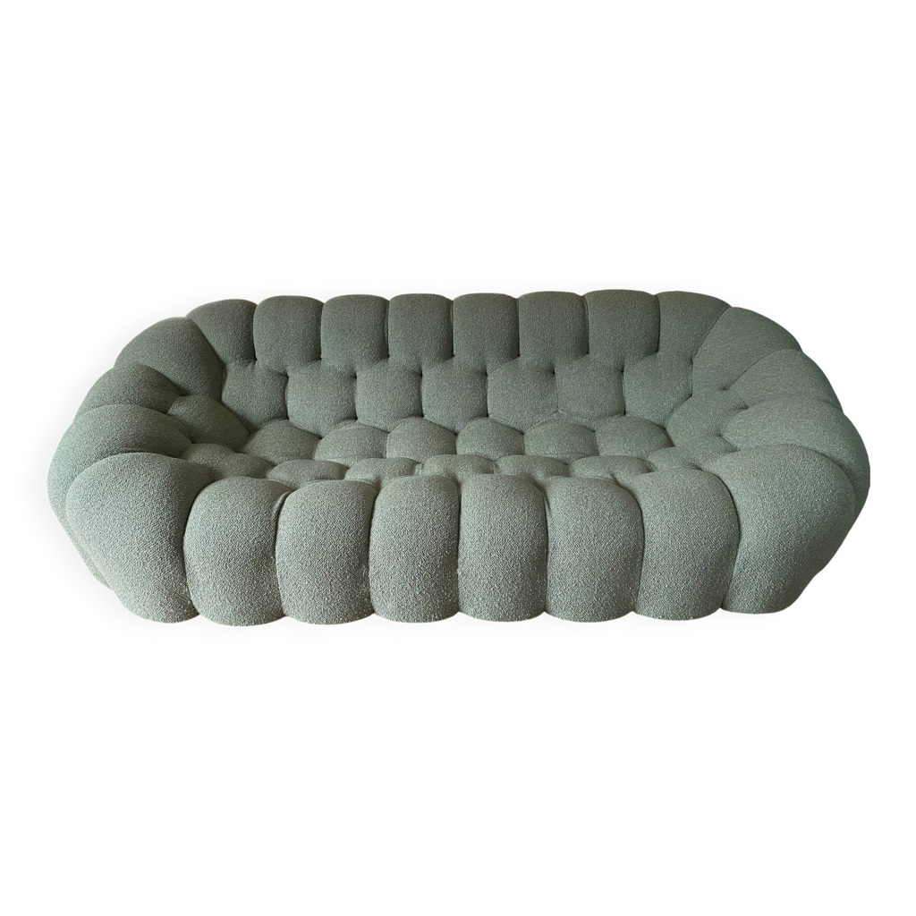 Bubble roche bobois - grand canapé 3 places - tissu orsetto flex vert ...