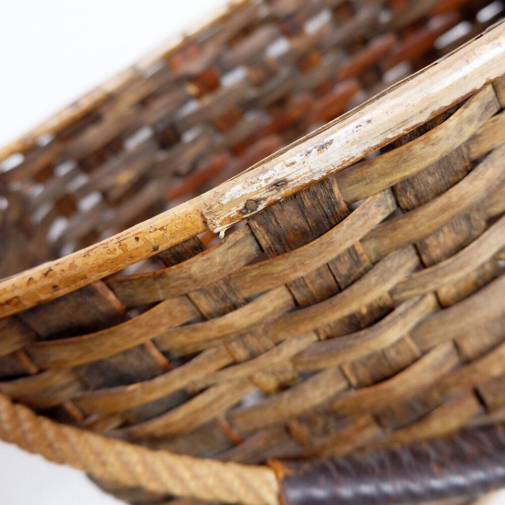 Vintage wicker and metal magazine rack - 1960s