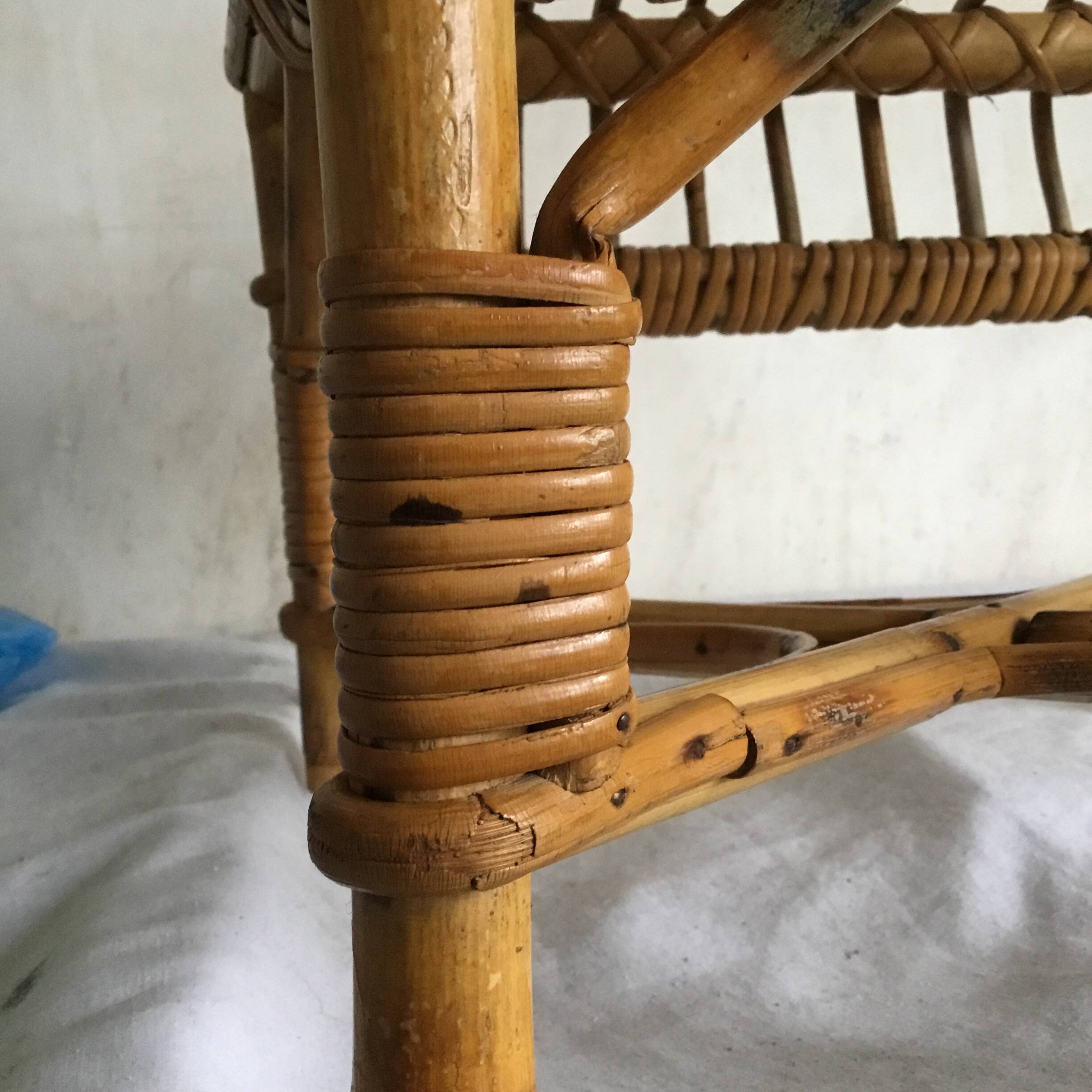 Vintage wicker and rattan children's armchair