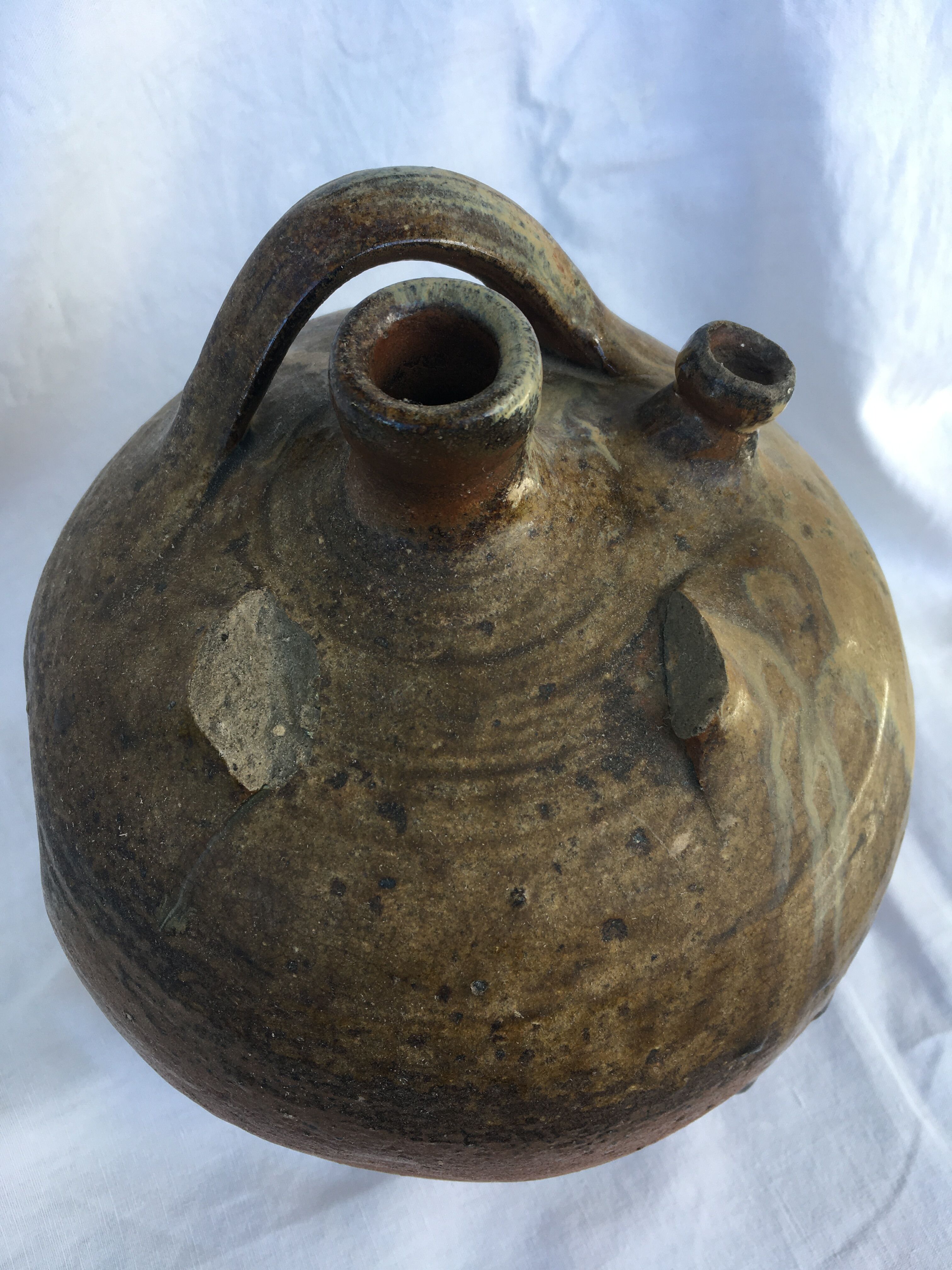 Oil jar in glazed stoneware