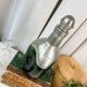 Carafe ou flacon en verre vert et étain