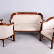 Biedermeier Seating Set in Walnut and Ebony, Austria, 1820s, Set of 3