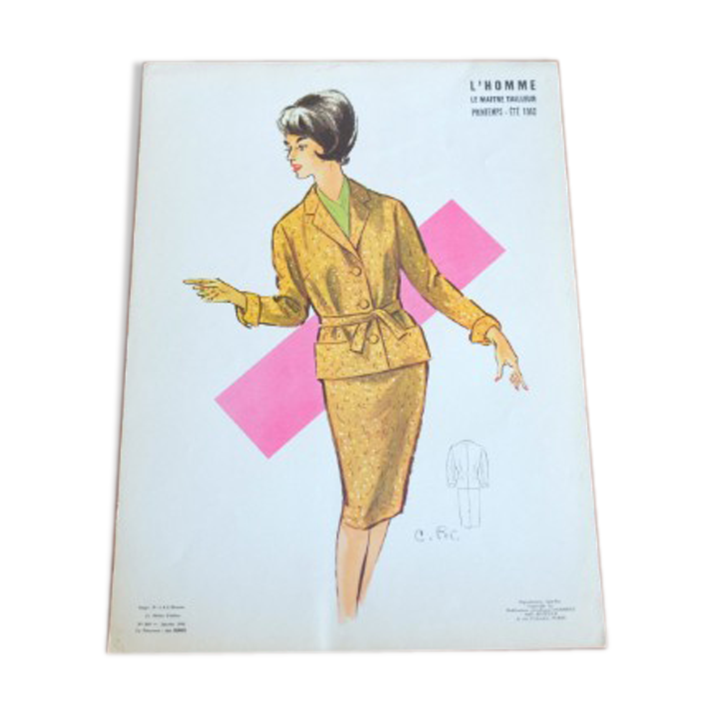 Original lithograph of a fashion design, 60s