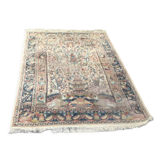 Tapis Persan Tapis rond Tabriz Laine et soie 200cm. Coloris Marron, beige  et bleu.