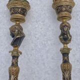 Pair of candlesticks old decor medallion a l antique signed F.Barbedienne